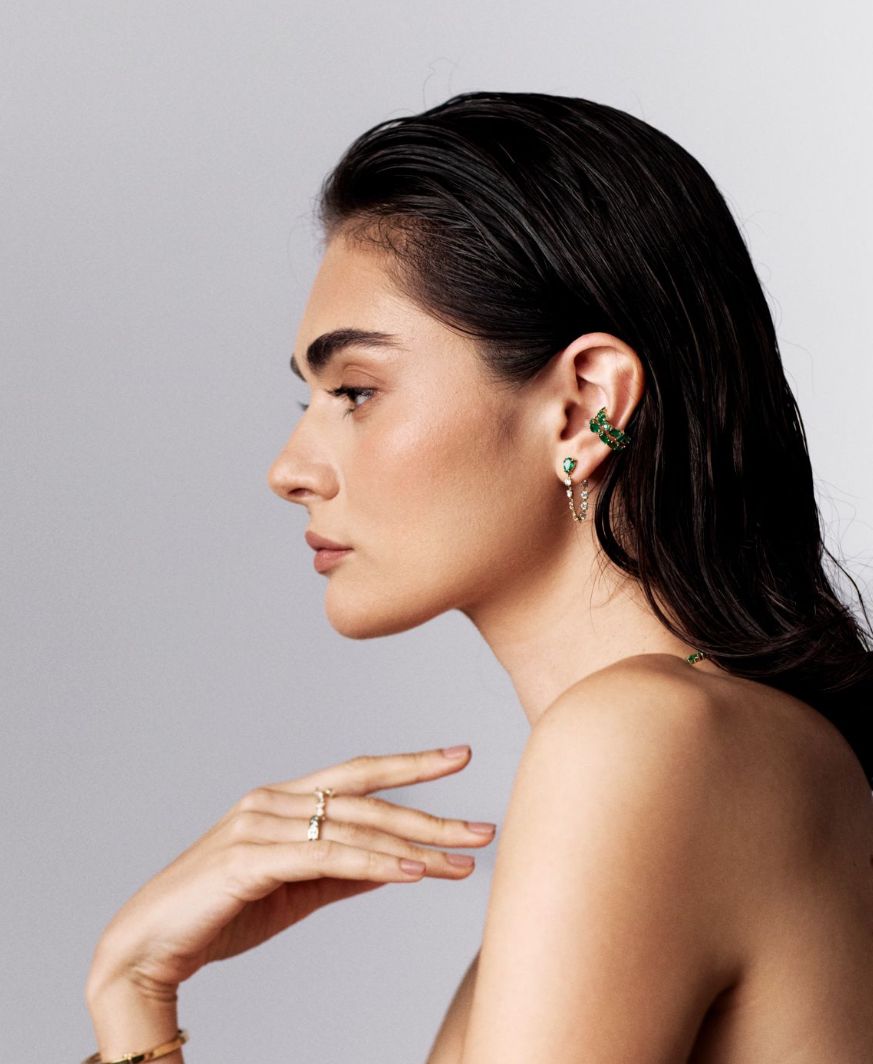 EMERALD LINE DROP EARRINGS
