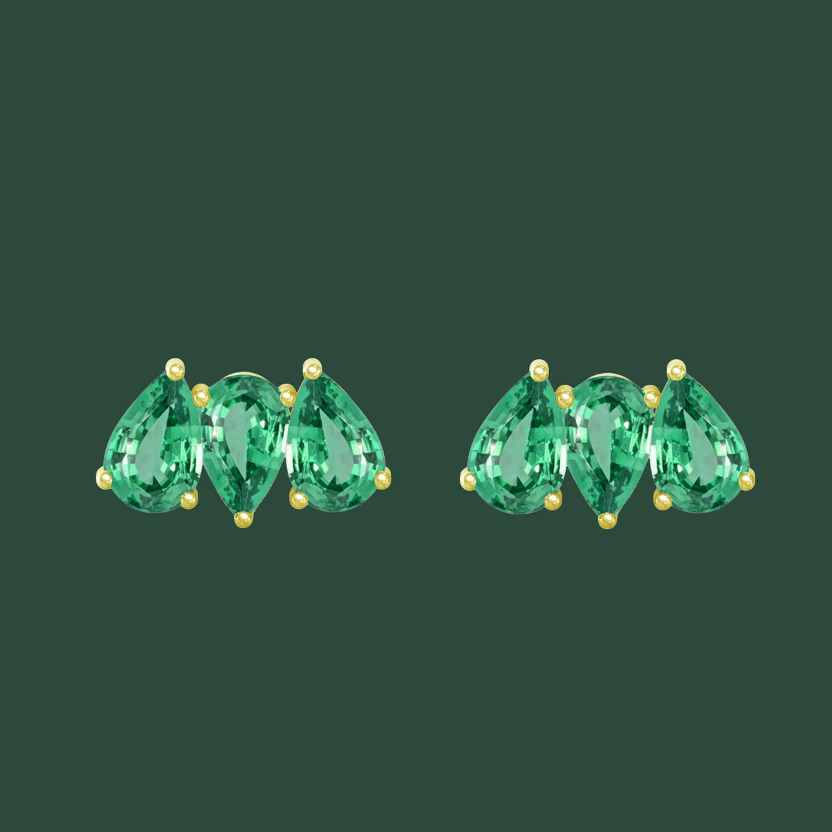 PEAR CONSTELLATION STUDS IN EMERALD