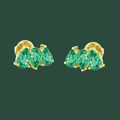 PEAR CONSTELLATION STUDS IN EMERALD