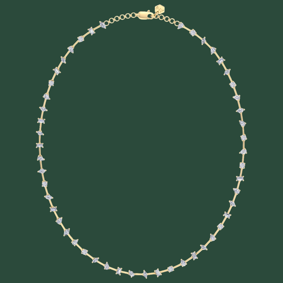 MULTI-SHAPE DIAMOND LINK NECKLACE