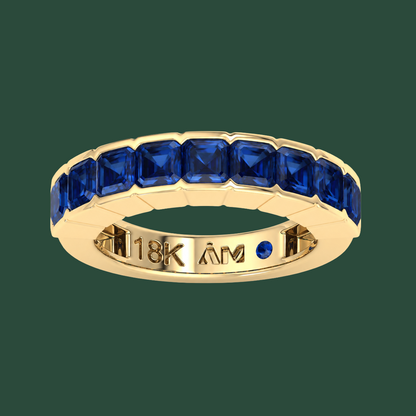 ASSCHER BLUE SAPPHIRE BAND