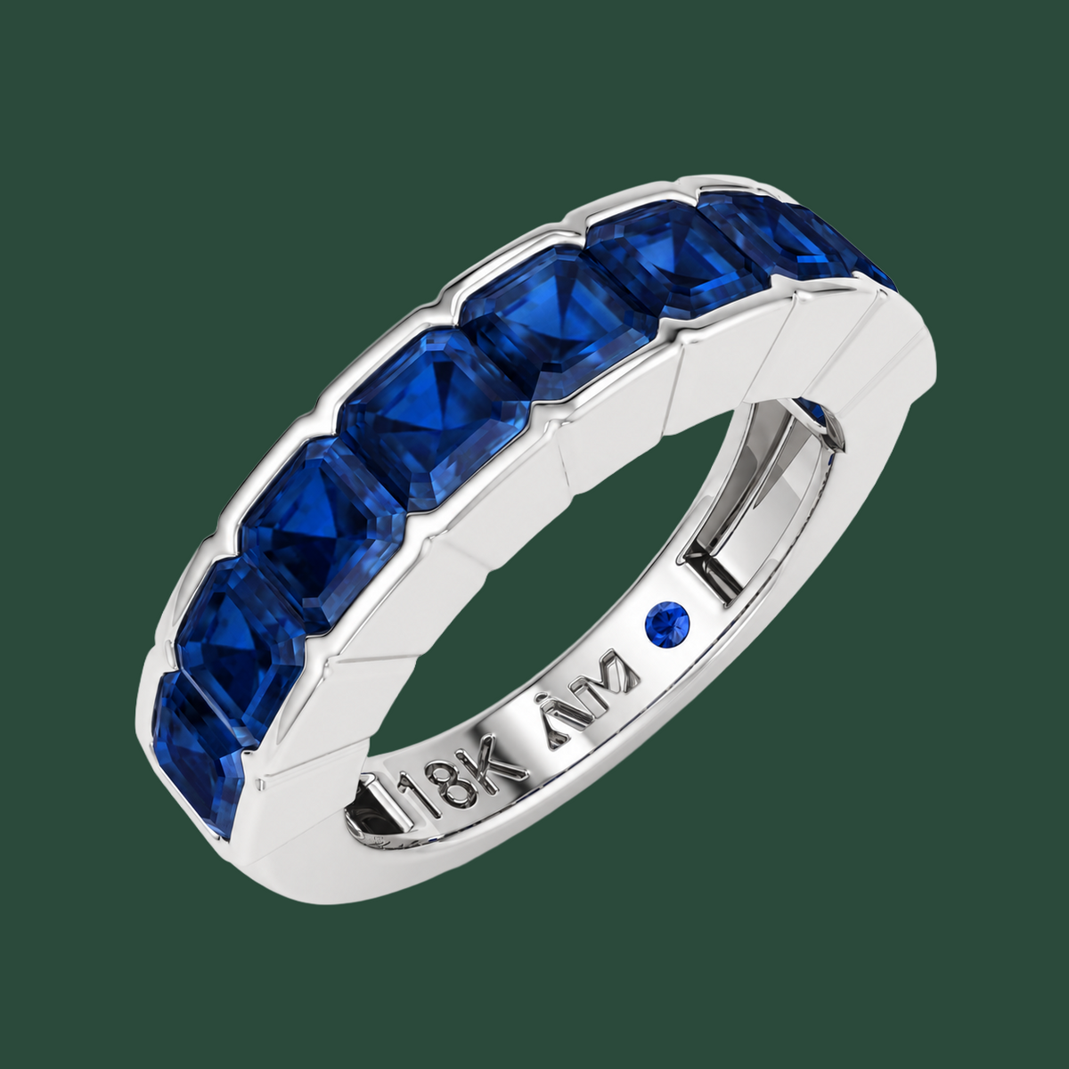 ASSCHER BLUE SAPPHIRE BAND