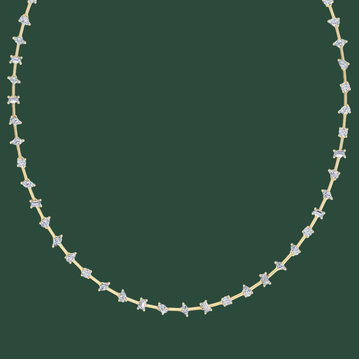 MULTI-SHAPE DIAMOND LINK NECKLACE