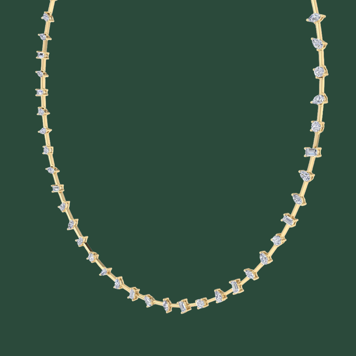 MULTI-SHAPE DIAMOND LINK NECKLACE